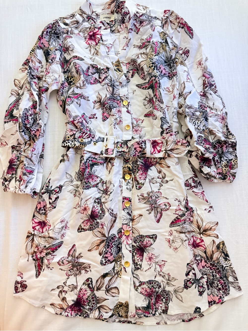 L’AGENCE Kiersten Butterfly Jungle Linen Blend Shirt Dress NWT Size S - Picture 7 of 9